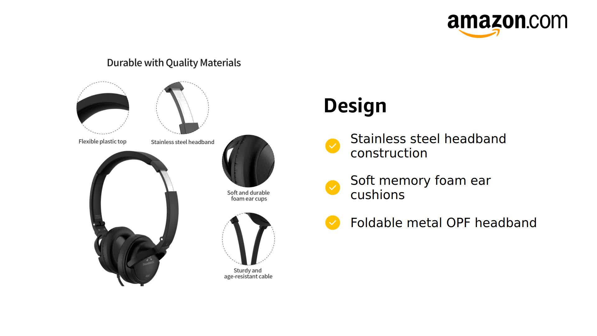 Amazon.com: SoundMAGIC P22C Lightweight On Ear Headphones Wired